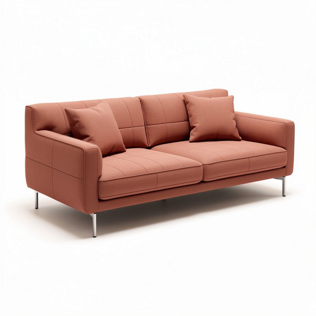 Sofa z tkaniny w kolorze brzoskwiniowym 200 x 85 x 75cm z poduszkami