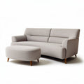 Sofa narożna szara z owalnym siedziskiem wymiary około 200 x 90 x 85 cm